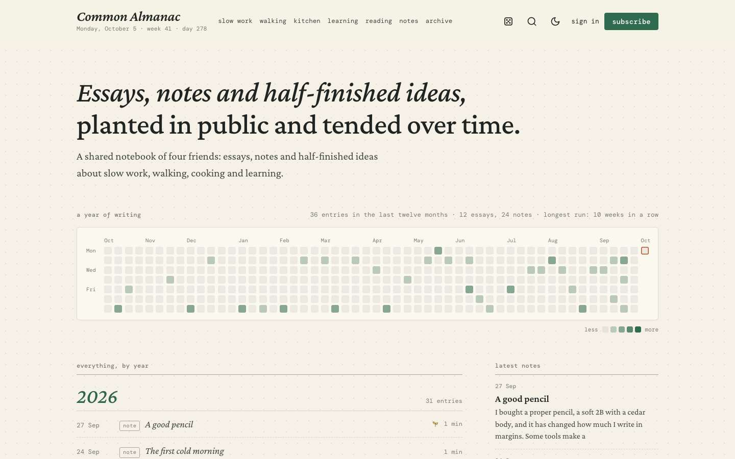 Almanac homepage