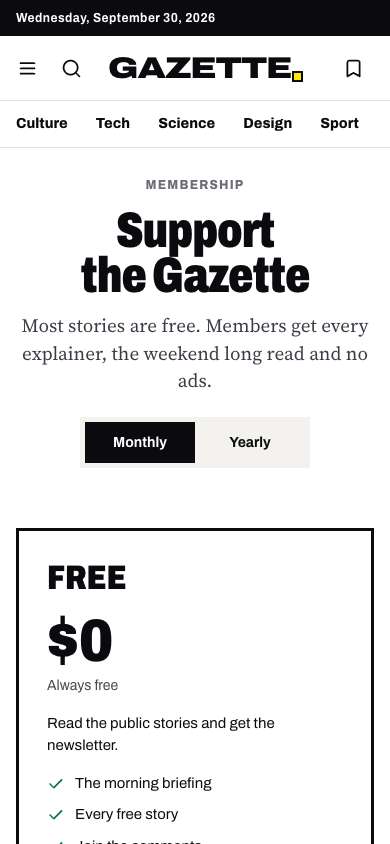 Gazette on a phone
