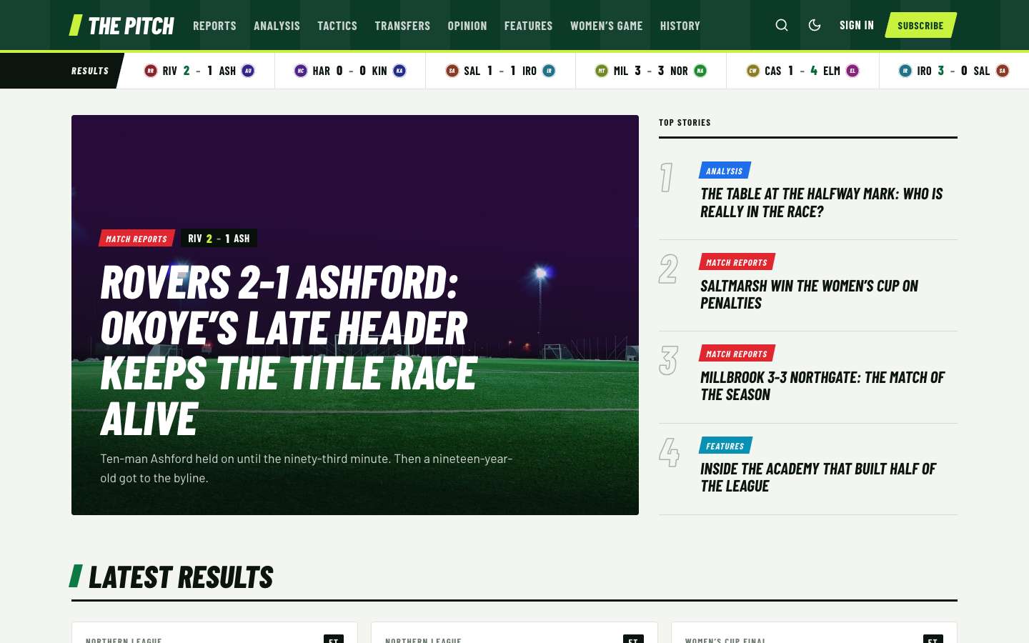 Pitch homepage