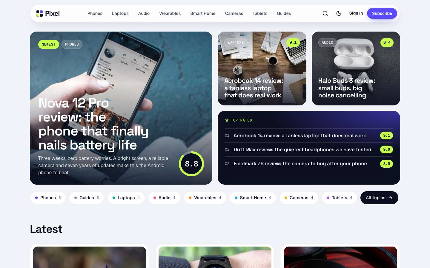 Pixel homepage