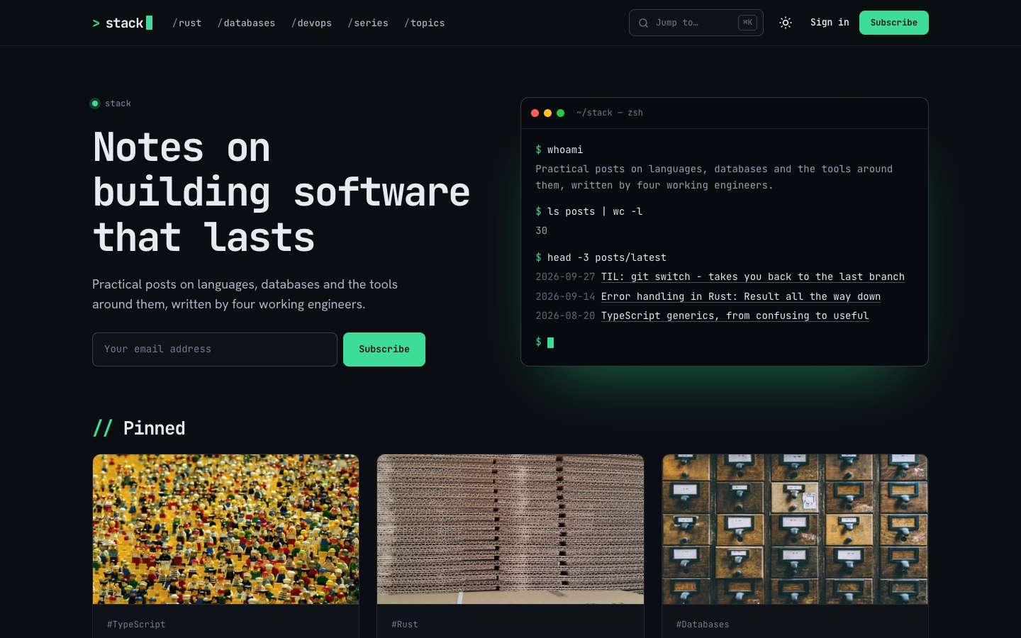 Stack homepage